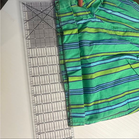 Skoozi vintage 90s 80s green blue vertical striped high rise shorts high waisted - Picture 8 of 10